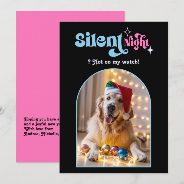 Pastel Dream Funny Retro Pet Dog Christmas Photo Holiday Card (Front/Back)