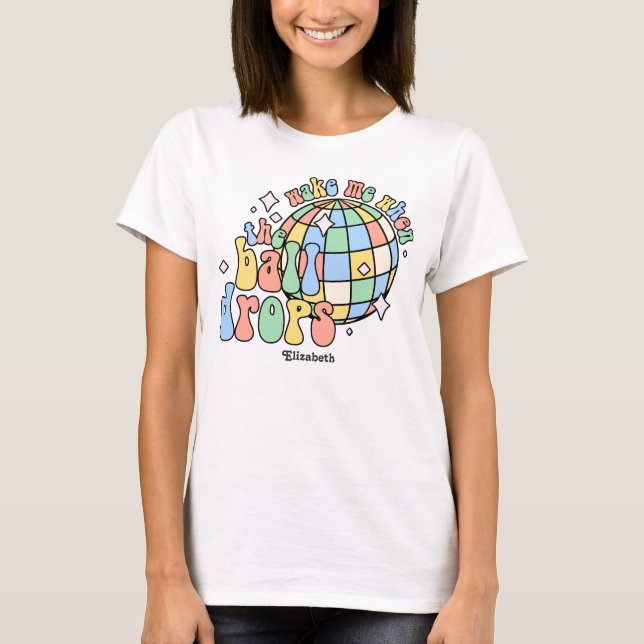 Pastel Dream Retro Happy New Year Party T-Shirt (Front)