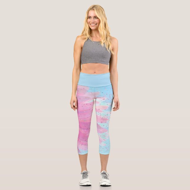 Pastel Dreams High Waisted Capri Leggings (Front)