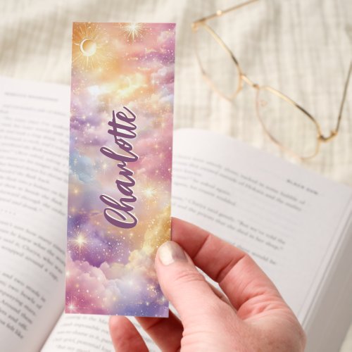 Pretty Bookmarks 7 Pastel Dreamy Clouds Stars Crescent Personalized Bookmarks