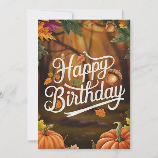Pastel Dreamy Cozy Autumn Fall Happy Birthday Card (Front)
