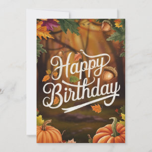 Pastel Dreamy Cozy Autumn Fall Happy Birthday Card