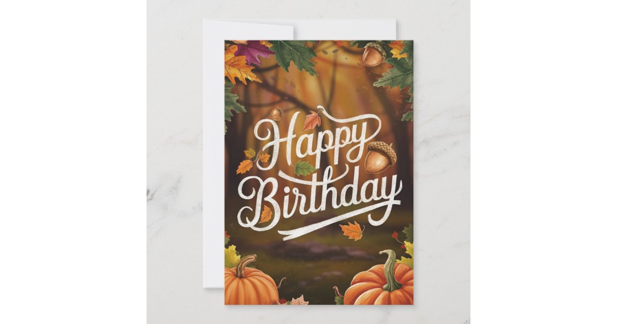 Pastel Dreamy Cozy Autumn Fall Happy Birthday Card | Zazzle