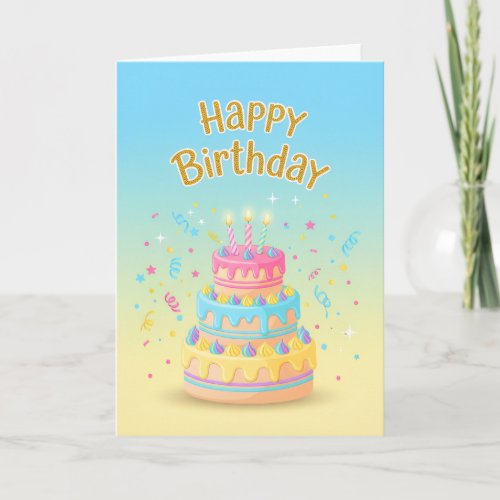 Pastel Drip Cake Birthday Card