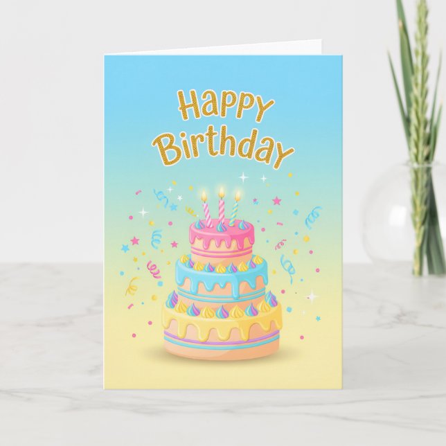 Pastel Drip Cake Birthday Card (Front)