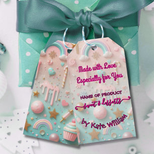 Pastel Drip Cookie and Dessert Packaging Gift Tags