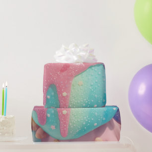 Pastel Drip Kawaii Candy Character Art Wrapping Paper