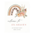 Pastel Dusky Boho Floral Rainbow Birthday Welcome