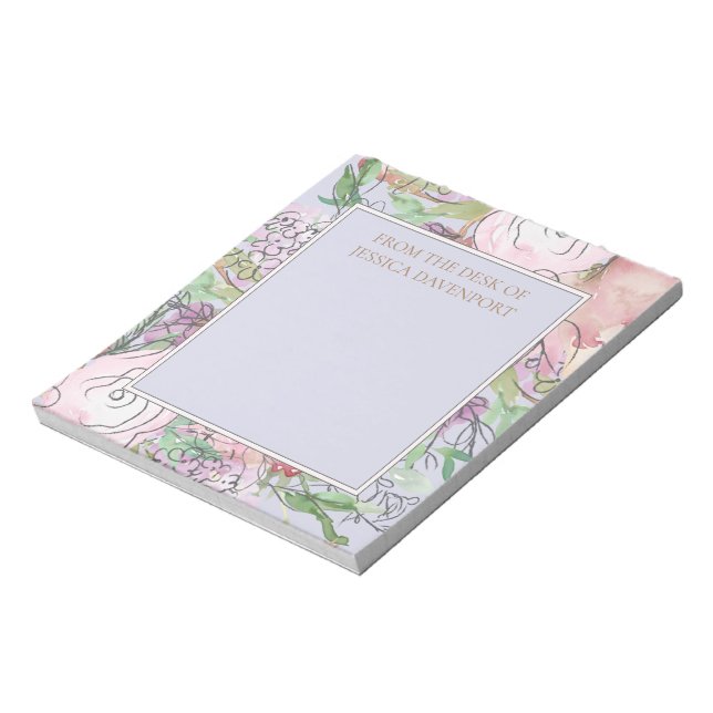 Pastel Dusty Blue Pink Floral From Desk Notepad (Rotated)