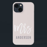 Pastel Dusty Blush Pink New Mrs Last Name Bride iPhone 13 Case<br><div class="desc">After the wedding, show off your new last name with this sleek and stylish case -- perfect for the honeymoon! Personalized bride design features "Mrs. [lastname]" in modern white and gray typography on a subtle pastel dusty blush pink background. Use the field provided to personalize with your new last name....</div>
