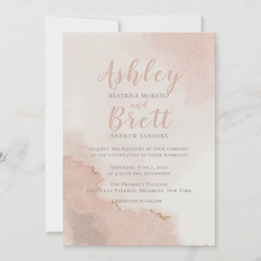 Pastel Dusty Pink Glitter Gold Trendy Wedding Invitation | Zazzle.com