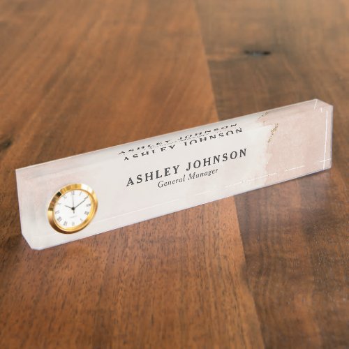 Pastel Dusty Pink  Gold Custom Desk Name Plate