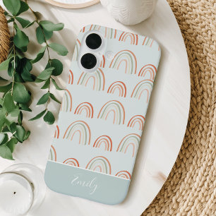 Pastel Earth Tone Boho Rainbow Pattern iPhone 16 Case
