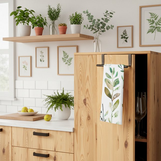 Pastel earth tone leaves kitchen towel (Creator Uploaded)