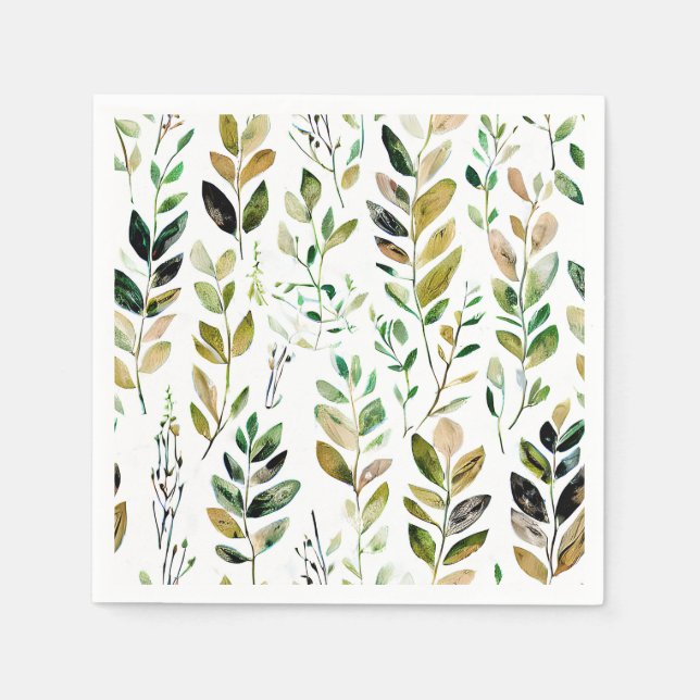 Pastel earth tone leaves napkins (Front)