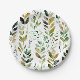 Pastel earth tone leaves paper plates