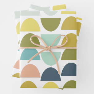 Pastel Earth Tones Modern Geometric Shapes Boho Wrapping Paper Sheets