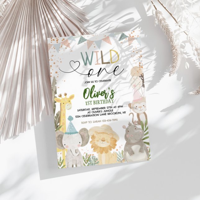 Pastel Earthy Safari Wild One 1st Birthday Invitation (Creator Uploaded)