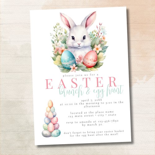 Pastel Easter Brunch and Egg Hunt Invitation