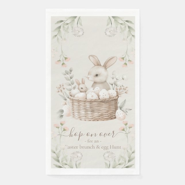 Pastel Easter Brunch & Egg Hunt Bunny Basket Eggs  Paper Guest Towels (Front)