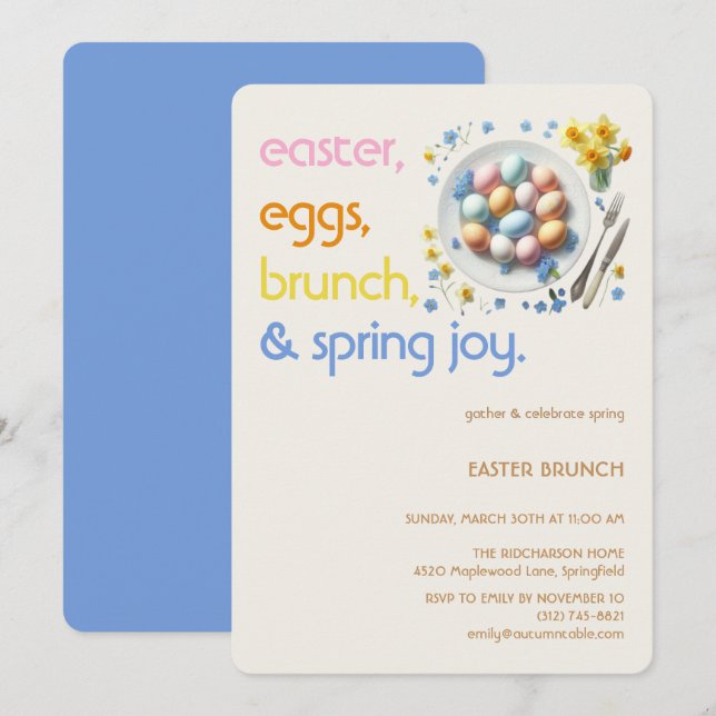 Pastel Easter Brunch Invitation | Spring Party (Front/Back)