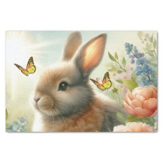 Pastel Easter Bunny and Butterfly Tissue Paper