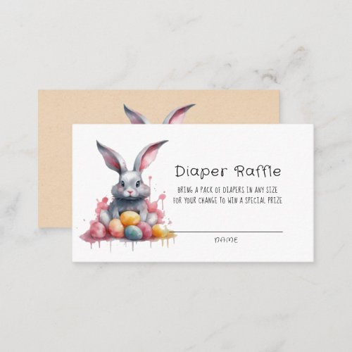 Pastel Easter Bunny and Eggs Diaper Raffle Business Card