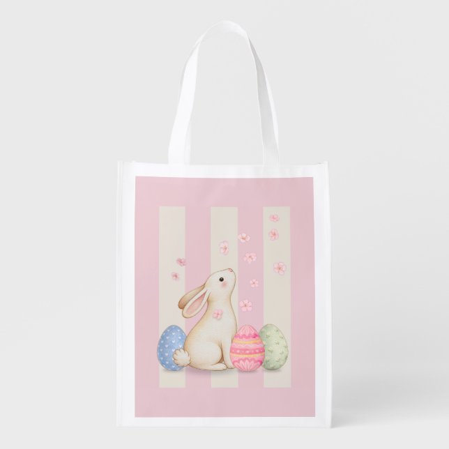 Pastel Easter Bunny and Eggs Gift/Reusable Tote  (Front)