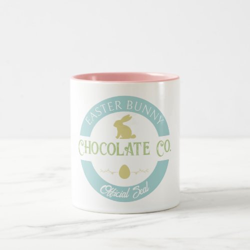 Pastel Easter Bunny Chocolate Company Two_Tone Coffee Mug