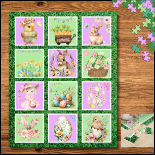 Pastel Easter Bunny Color Block Puzzle