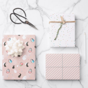 Pastel Easter   Bunny & Eggs Pattern Wrapping Paper Sheets