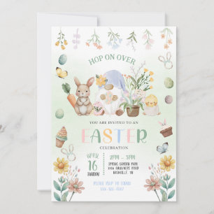 Pastel Easter Bunny Gnomes Egg Hunt Invitation