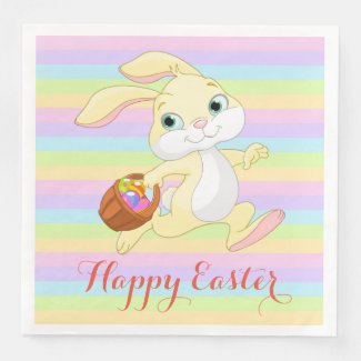 Pastel Easter Bunny Happy Easter Napkins