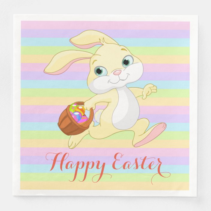 Pastel Easter Bunny Happy Easter Napkins | Zazzle.com