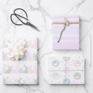 Pastel Easter Bunny Pattern Wrapping Paper 
