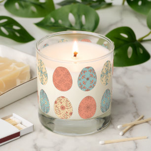 Pastel Easter Candle with Floral Egg Pattern