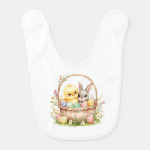 Pastel Easter Chick Bunny Watercolor Spring Baby