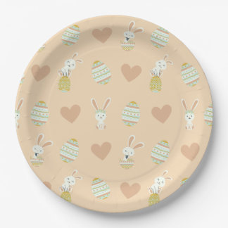 Pastel Easter Delight: Bunny & Egg Pattern Paper Plates