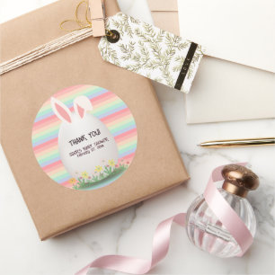 Pastel Easter Egg Bunny Baby Shower Classic Round Sticker