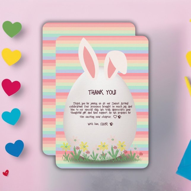 Pastel Easter Egg Bunny Baby Shower Thank You Card (Creator Uploaded)