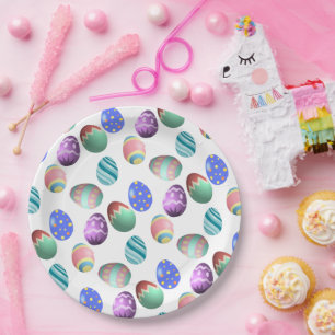 Pastel Easter Egg Colorful Decorated Easter Eggs Paper Plates