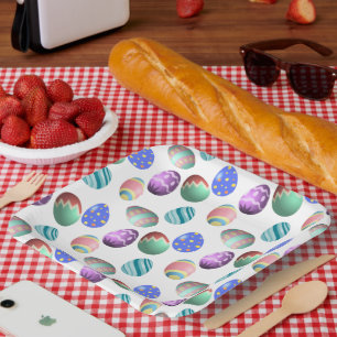 Pastel Easter Egg Colorful Decorated Easter Eggs Paper Plates