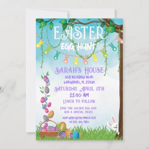 Pastel Easter Egg Hunt 5x7 Invitation