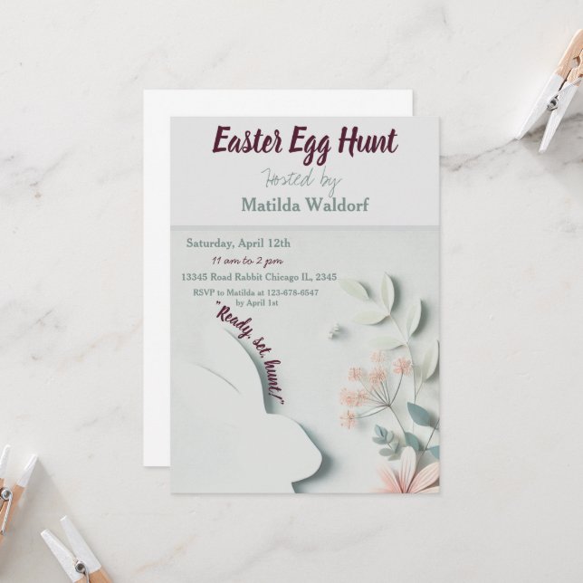 Pastel Easter Egg Hunt Invitation | Cute & Festive (Front/Back In Situ)