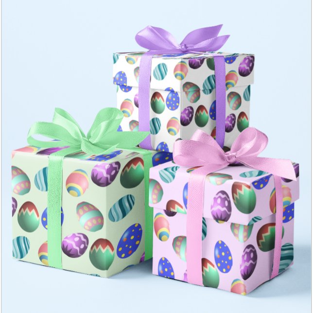 Pastel Easter Egg Hunt Party Green Pink White Fun Wrapping Paper Sheets (Creator Uploaded)