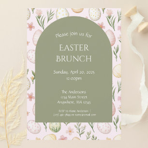 Pastel Easter Egg Pattern Easter Brunch Invitation