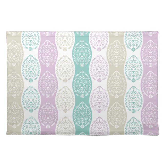 Pastel Easter Egg Pattern – Spring Holiday Design Cloth Placemat (Front)