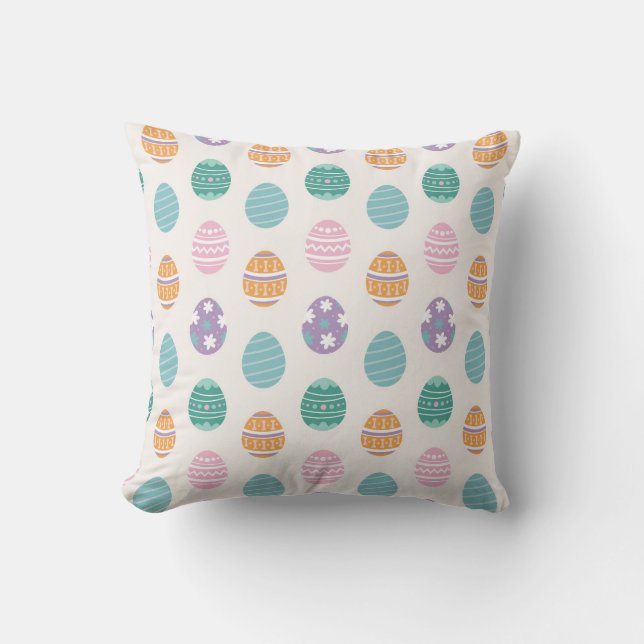 Pastel Easter Egg Pattern Throw Pillow (Front)