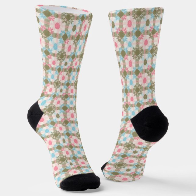 Pastel Easter Egg Seamless Pattern Socks (Angled)