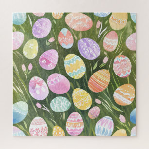 Pastel Easter Eggs Beautiful Spring Watercolor Jigsaw Puzzle